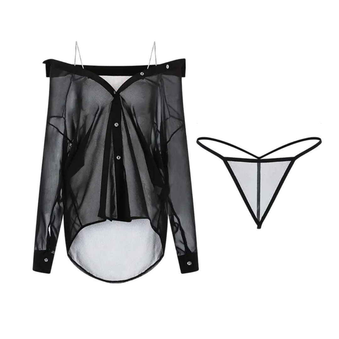 Seductive Sheer Off-Shoulder Lingerie Set