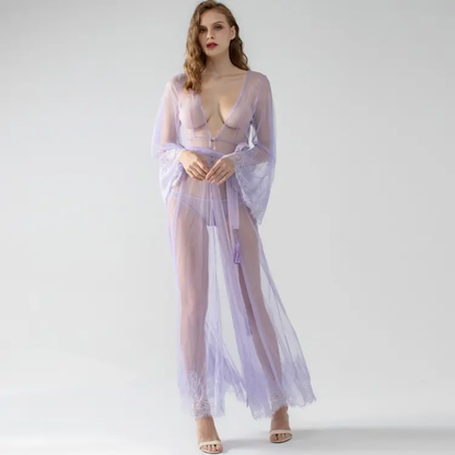 Sheer Lace Long Robe