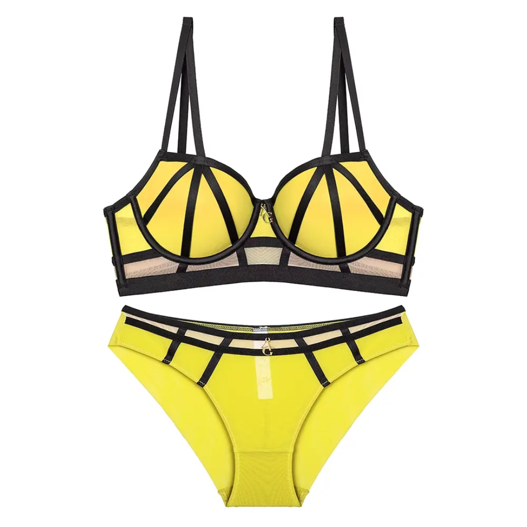 Fuchsia Cage Bra and Panty Set