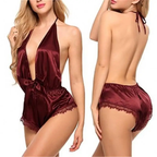 Satin Lace Backless Romper