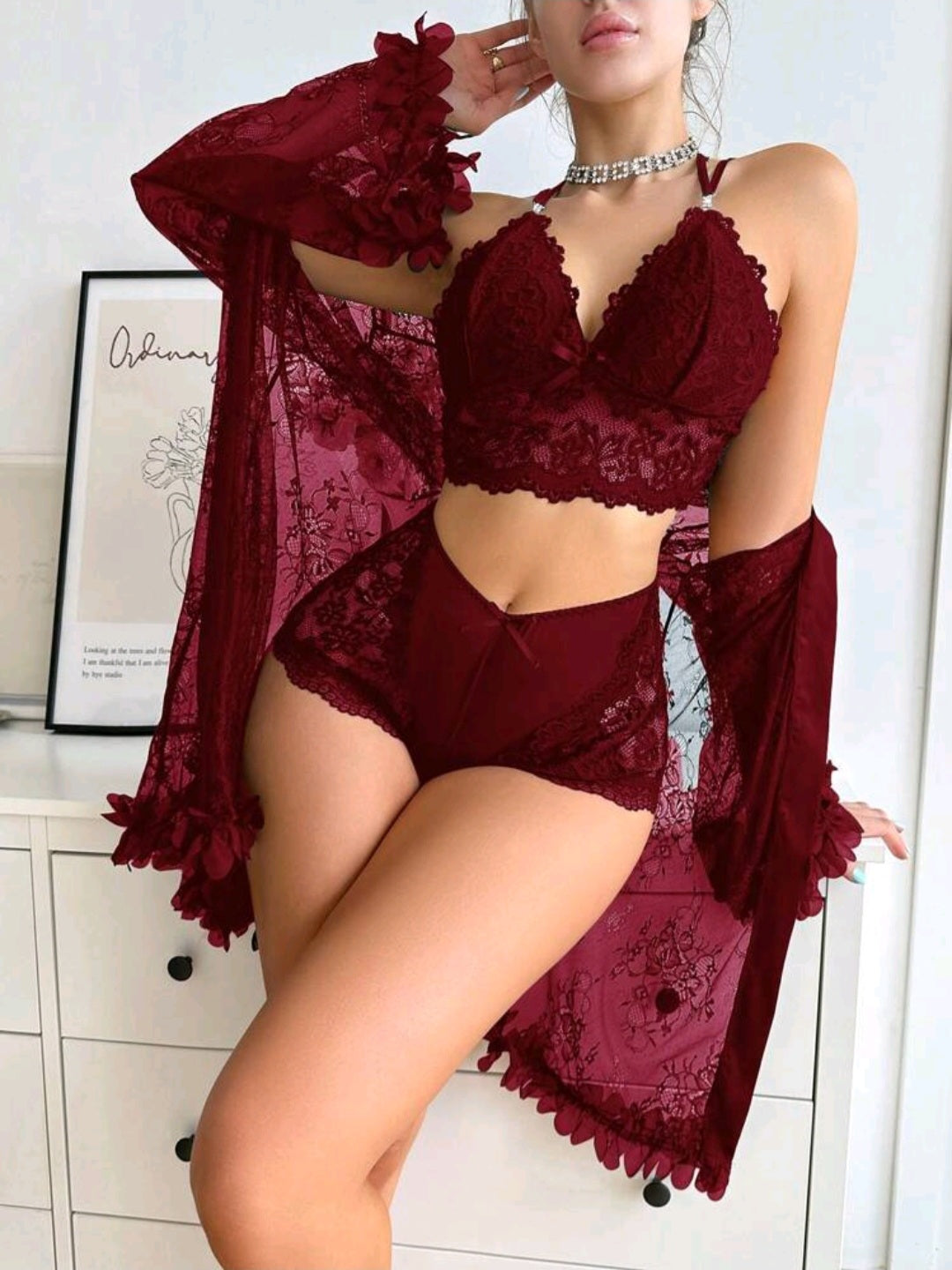 SD-Midnight Muse 3-Piece Lace Lounge Set