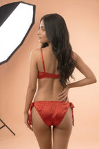 Scarlet Bow Satin Lingerie Set