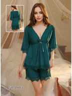 Emerald Ice Silk Luxe Nightwear Set