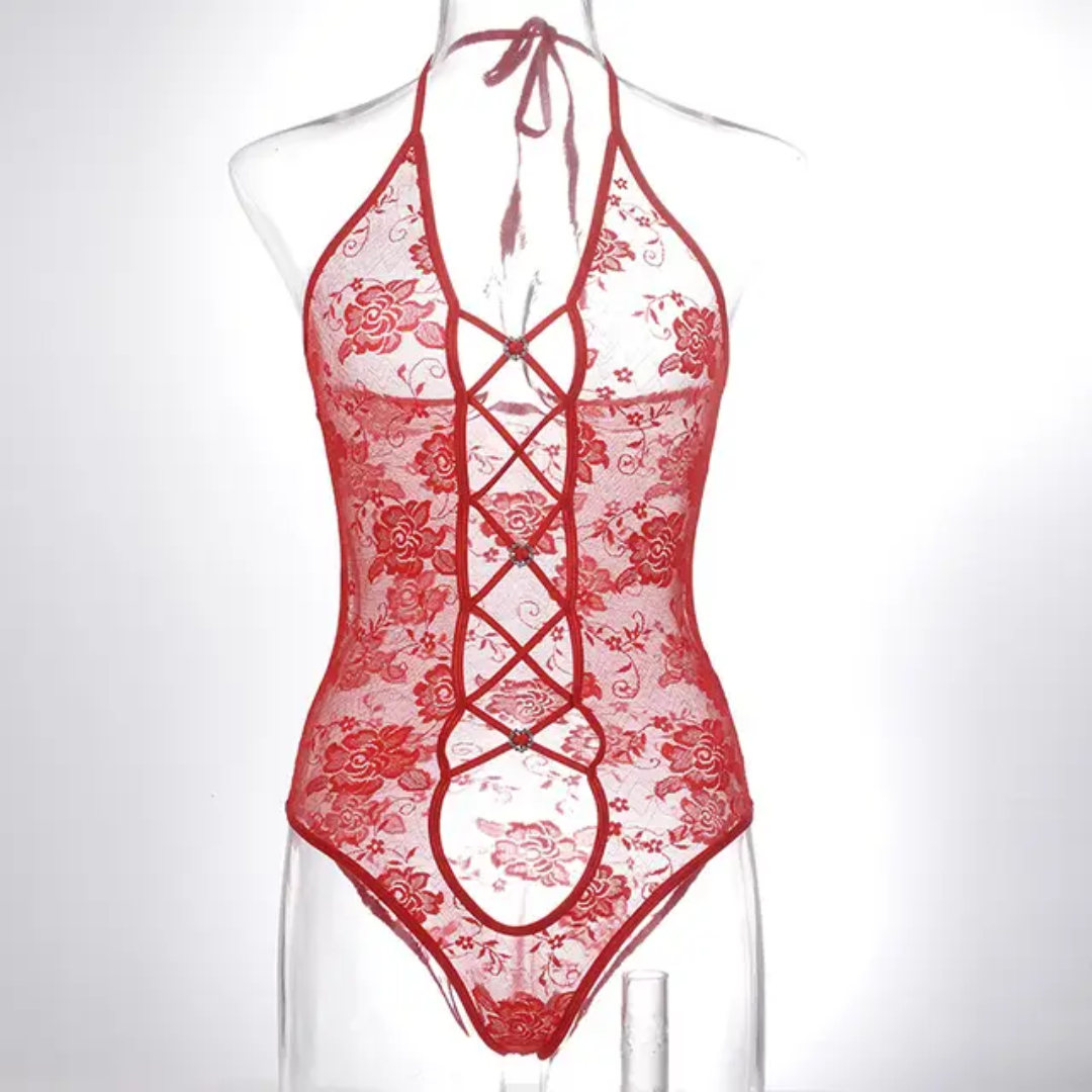 Floral Lace Criss-Cross Bodysuit