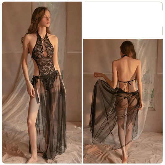 Temptation Lace & Mesh Gown Set