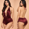 Silk Lace Backless Romper
