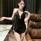 Ruby Rouge Soft Net Draped Backless Dress