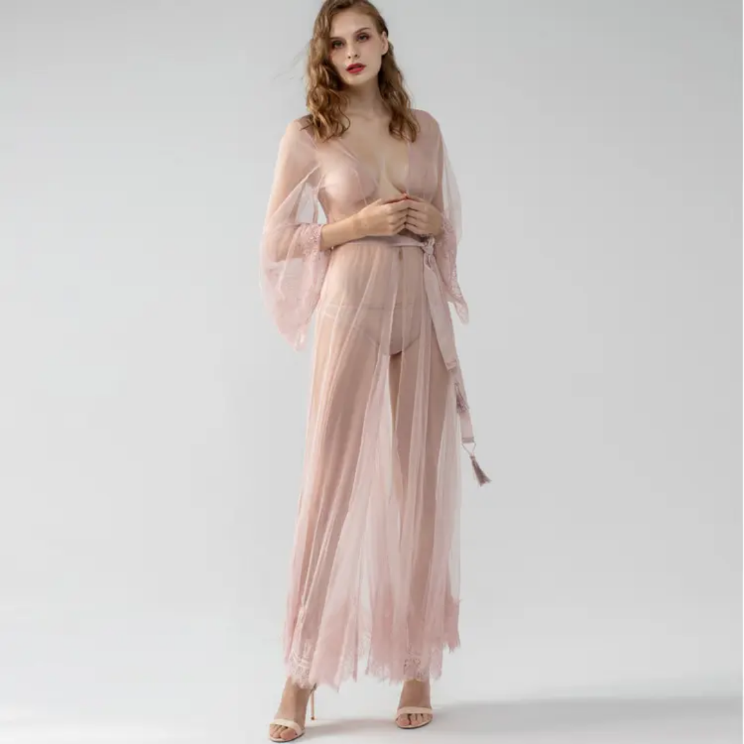 Sheer Lace Long Robe