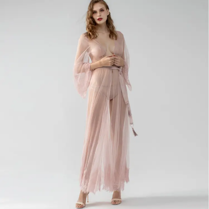 Sheer Lace Long Robe
