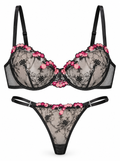 Rose Temptation Embroidered Lingerie Set