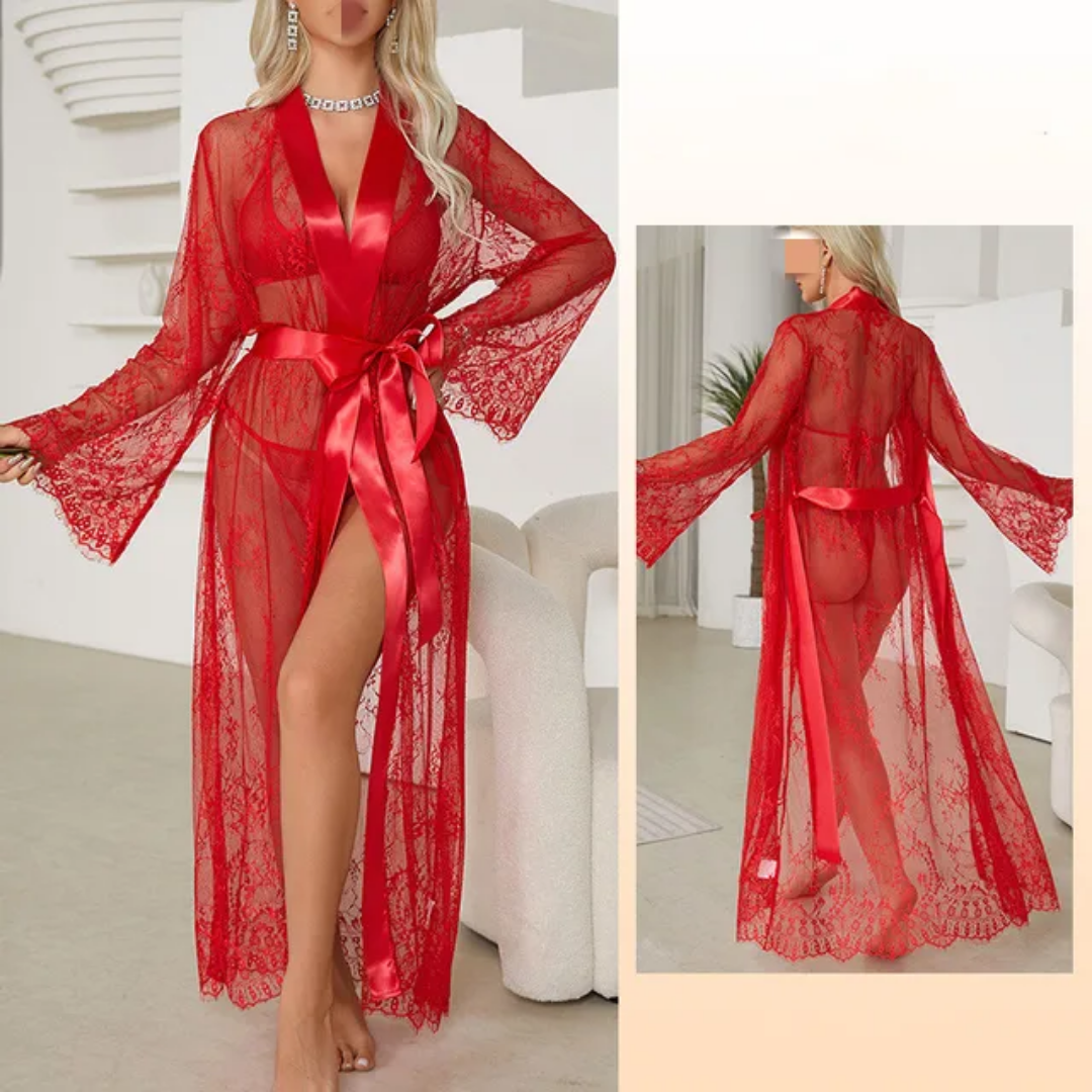 SD-Seraphina Long Floral Lace Robe