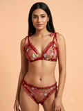 Luxurious Embroidered Mesh Lingerie Set