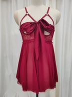 Sheer Lace Babydoll with Satin Bow