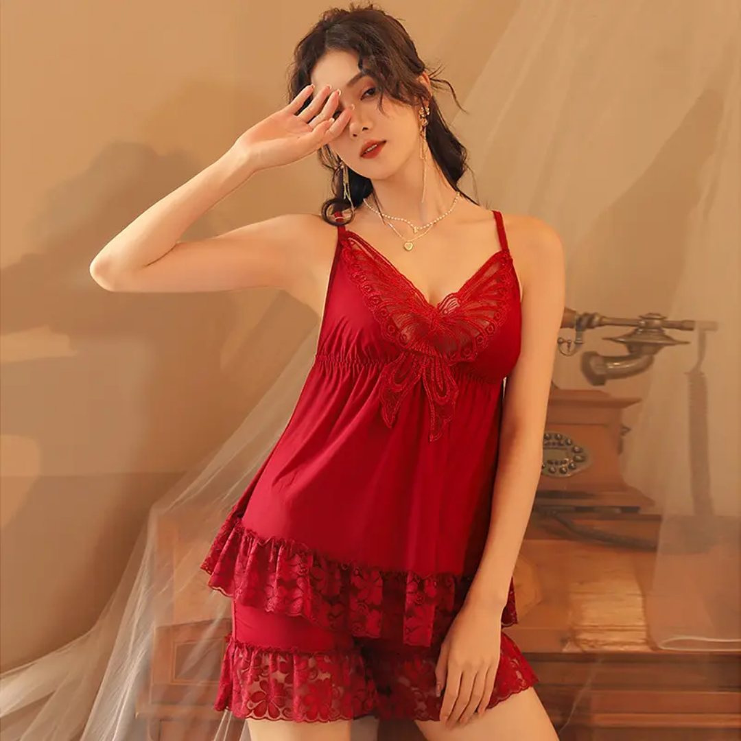 SD-Midnight Lace Babydoll & Shorts Set