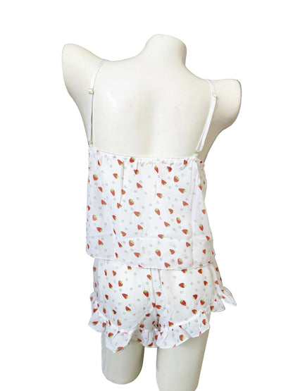 Strawberry Printed See-Through Mesh Cami Set