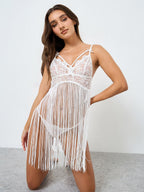 Midnight Rhythm Intricate Lace Fringe Teddy