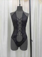 SD - Floral Lace Criss-Cross Bodysuit