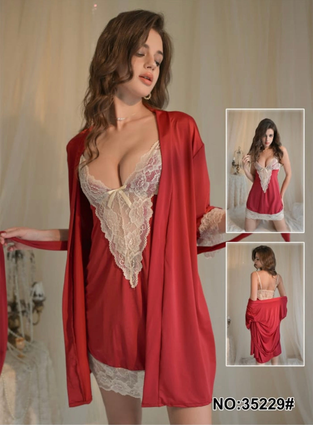 Ruby Romance Ice Satin Set