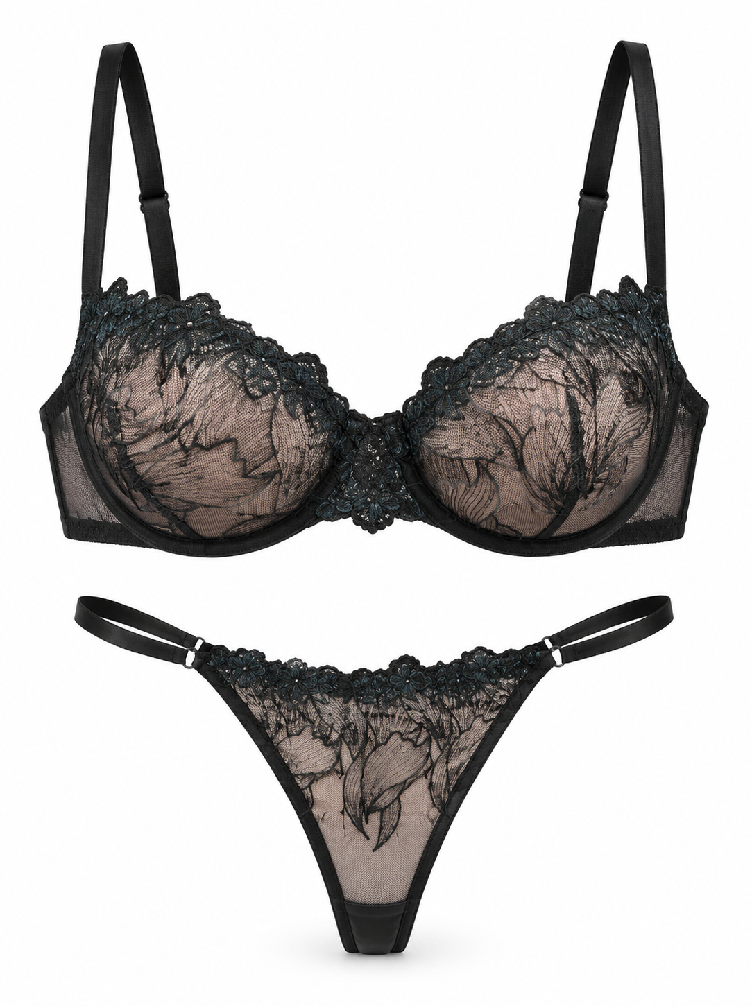 Noir Petal Desire Lace Set