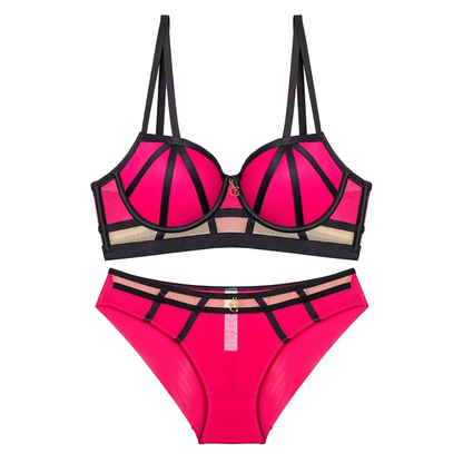 Fuchsia Cage Bra and Panty Set