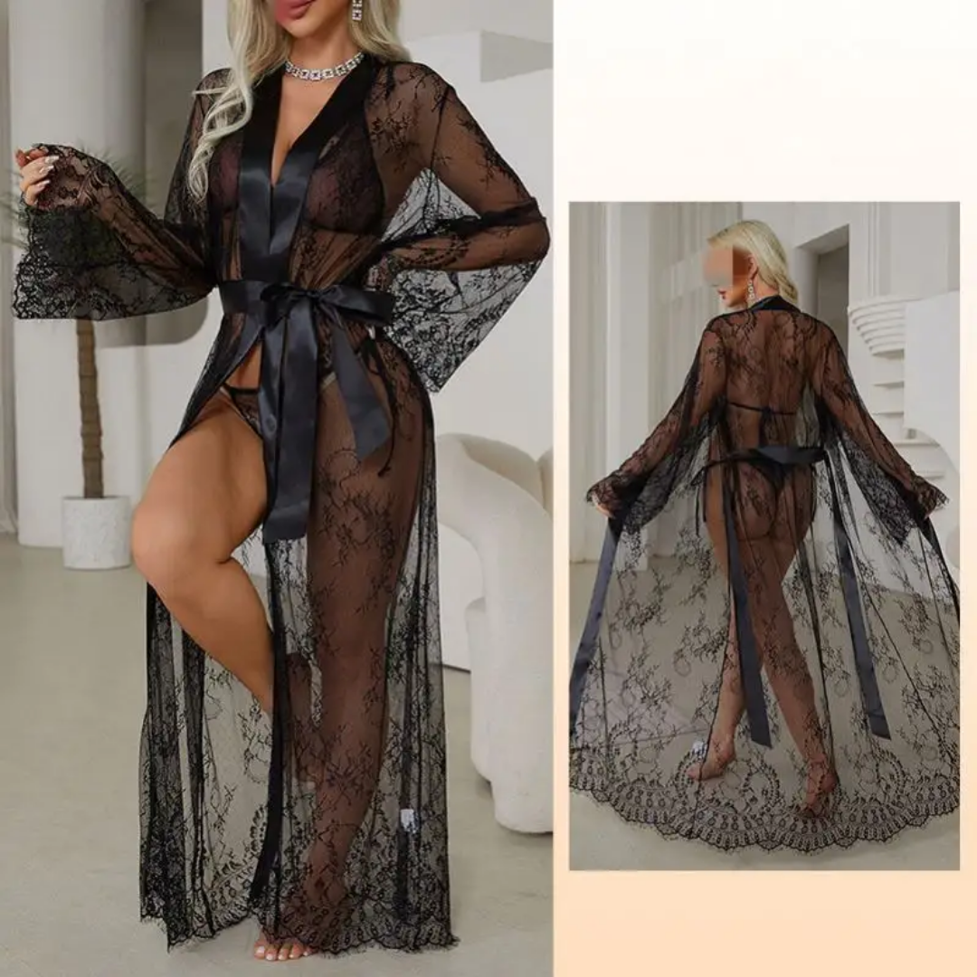 SD-Seraphina Long Floral Lace Robe