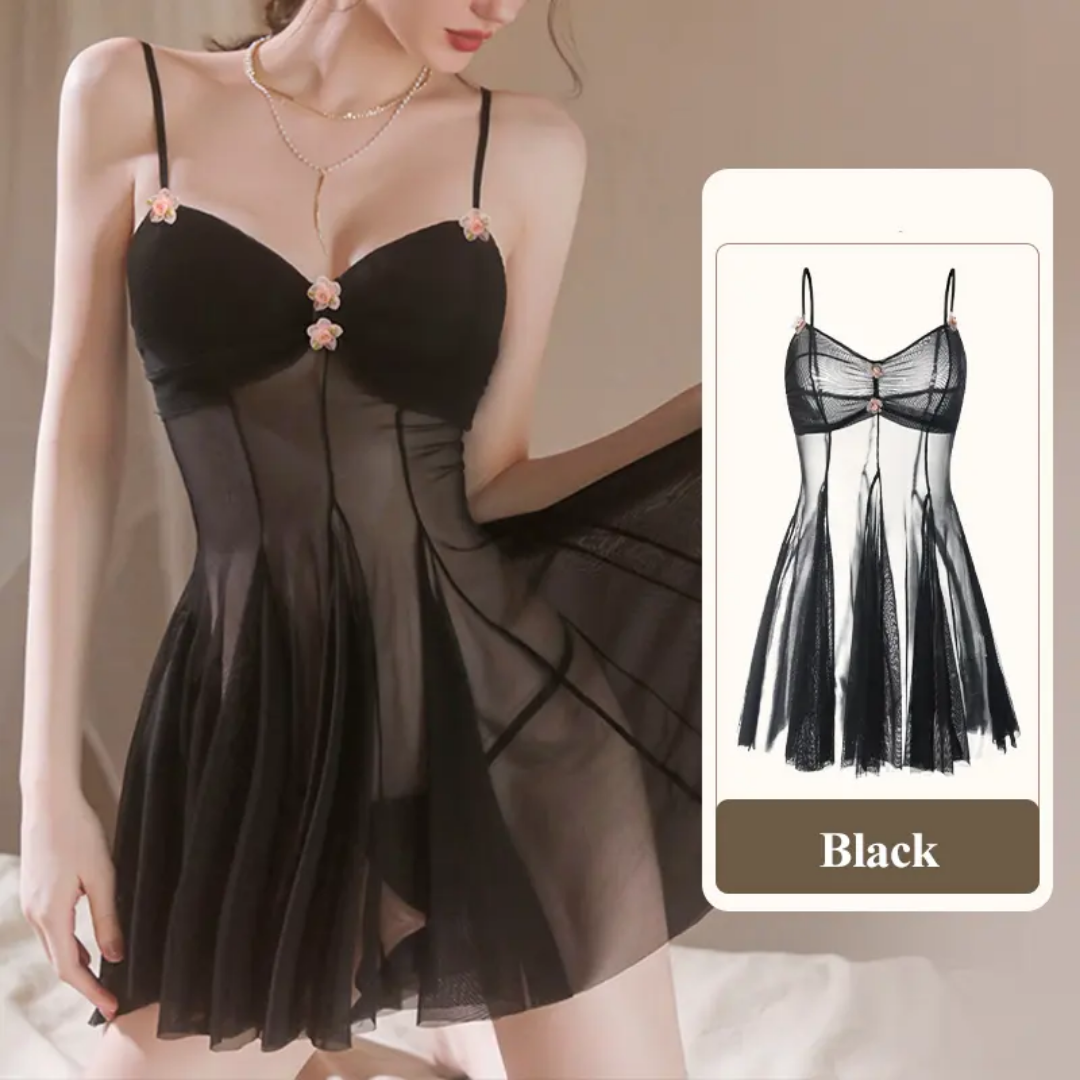 SD-Noir Petal Sheer Slip Night Dress
