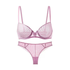 Honeycomb Mesh V-Cut Lingerie Set