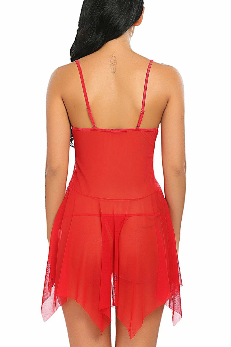 Lace Teddy Doll Sleepwear Mesh Dress