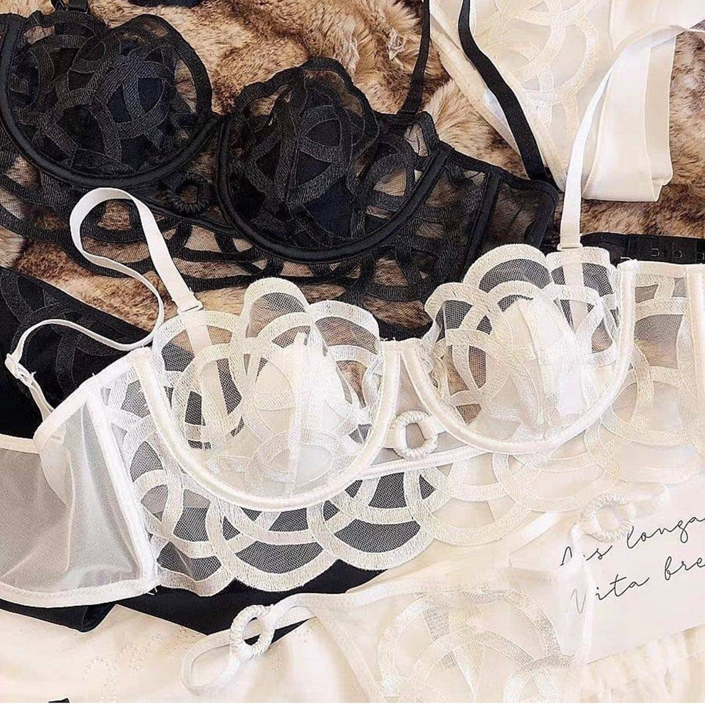 Sheer Petal Lace Bra & Panty Set