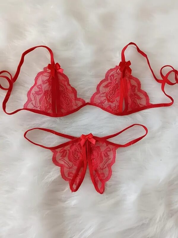 Seductive Red Lace Lingerie Set - Image 4