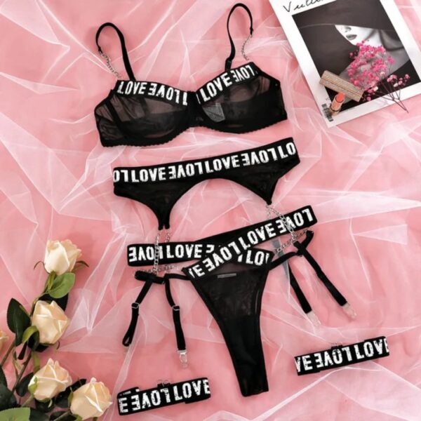 Bold & Daring "LOVE" Mesh Lingerie Set - Image 5