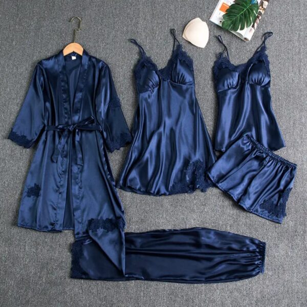 Luxury 5-Piece Satin Sleepwear Set – Timeless Elegance - Image 5