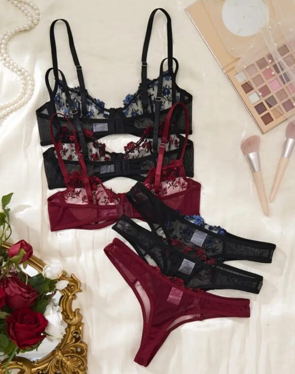 Enchanting Floral Embroidered Lingerie Set - Image 4