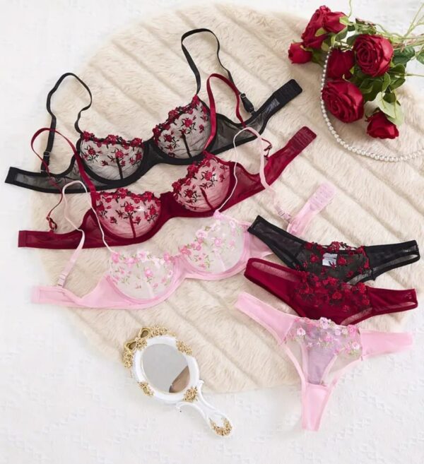 Enchanting Floral Embroidered Lingerie Set