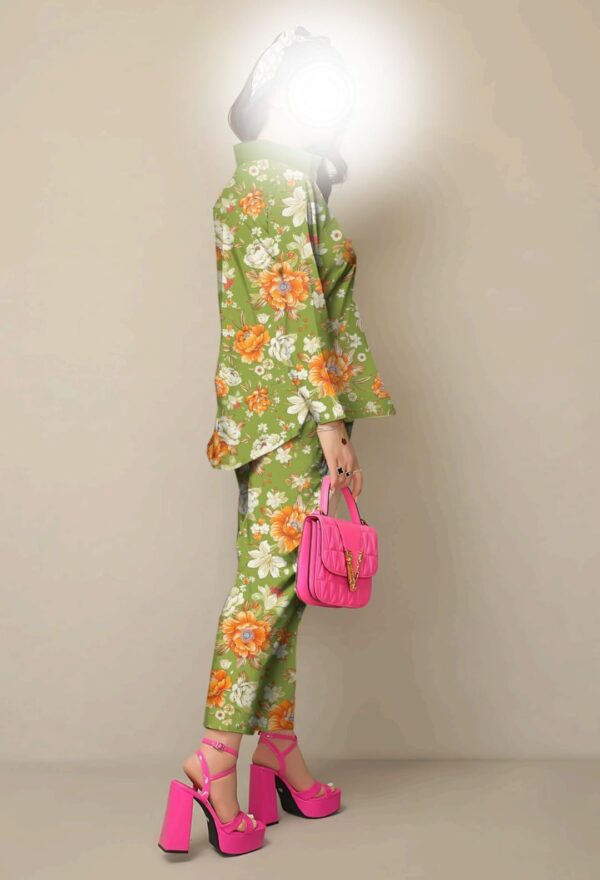 Green Floral Unstitched Lawn Co-Ord Set - Image 2