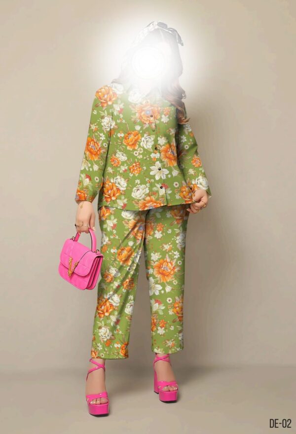 Green Floral Unstitched Lawn Co-Ord Set