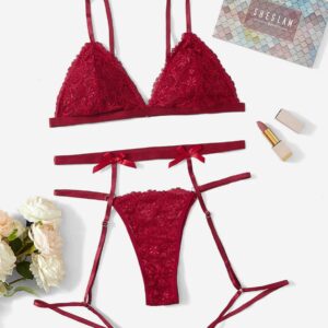 Velvet Rose Embroidered Lingerie Set