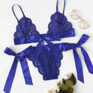 Royal Lace & Satin Bow Lingerie Set