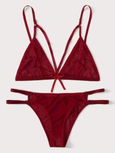 Wine Red Strappy Lingerie Set