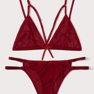 Wine Red Strappy Lingerie Set