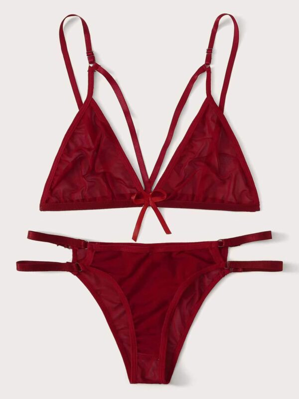 Wine Red Strappy Lingerie Set