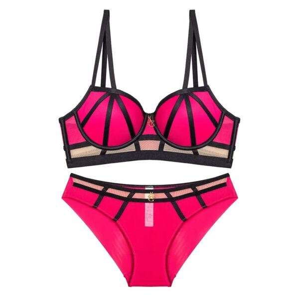 Fuchsia Cage Bra And Panty Set - Image 2