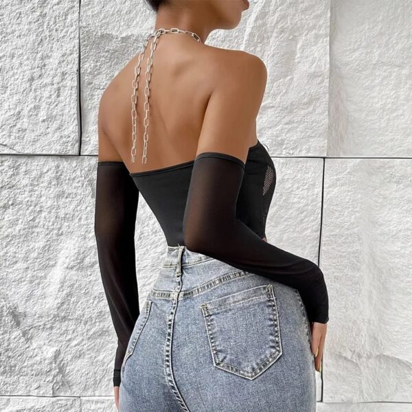 Midnight Edge Mesh Bodysuit - Image 2