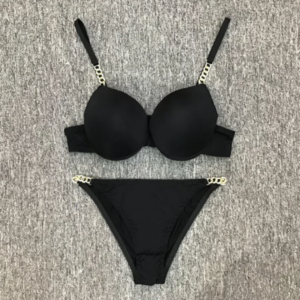 Gold Chain Detail Push-Up Lingerie Set - Image 4