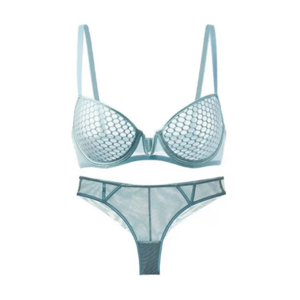 Honeycomb Mesh V-Wire Lingerie Set - Image 3