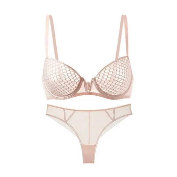 Honeycomb Mesh V-Wire Lingerie Set - Image 5