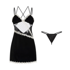 Elegant Black Lace Patchwork Lingerie Set