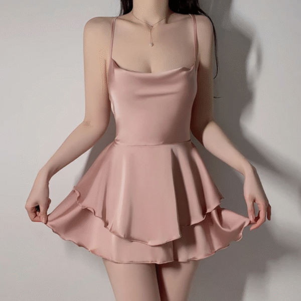 Midnight Ruffle Satin Nightdress - Image 4