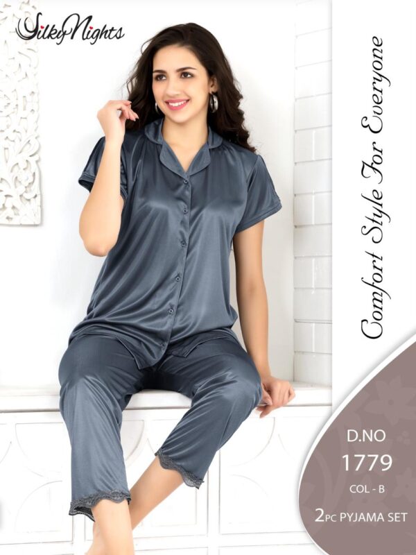 SilkyNights 2-Piece Satin Pyjama Set - Image 3