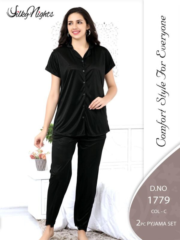 SilkyNights 2-Piece Satin Pyjama Set - Image 2